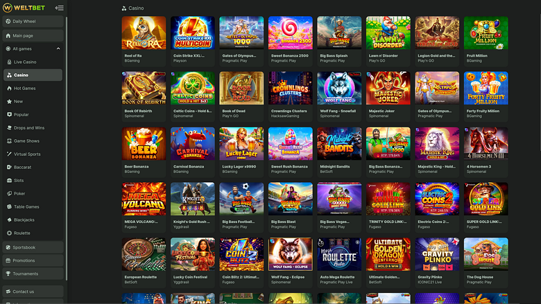 Weltbet Casino Desktop Games
