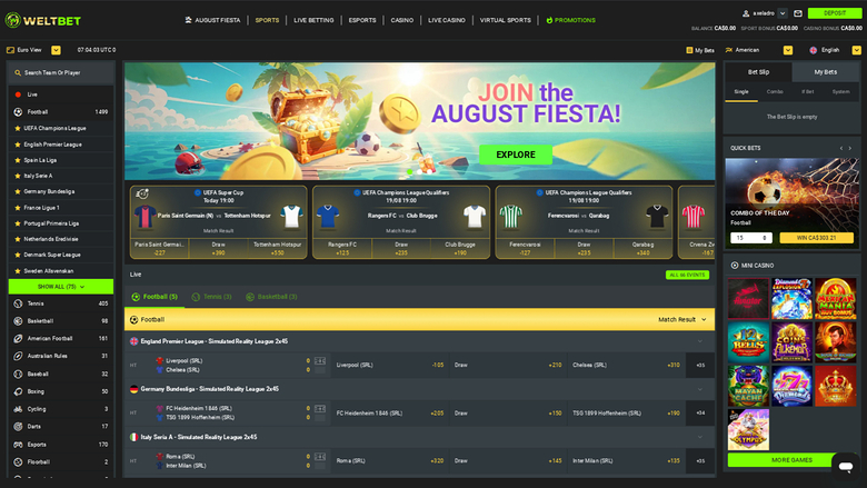 Paris sportifs de bureau de Weltbet Casino