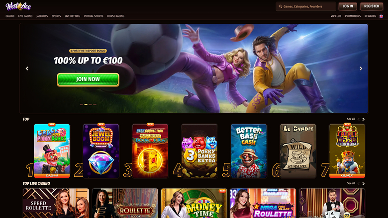 WestAce Casino Homepage
