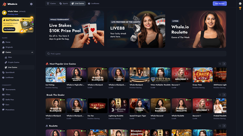 Croupier en direct sur ordinateur de Whale Casino