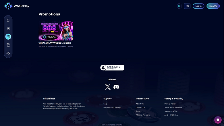 Promozioni del casinò WhalePlay