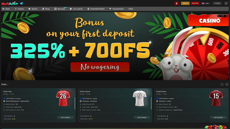 White Rabbit Casino Desktop Homepage