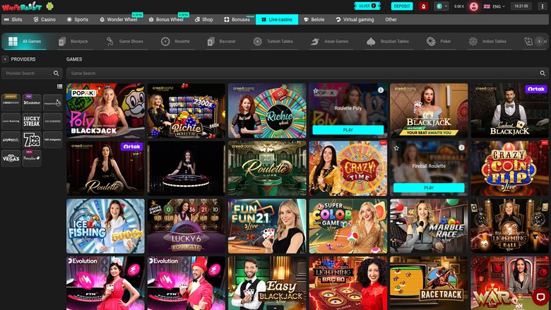 White Rabbit Live-Dealer am Desktop