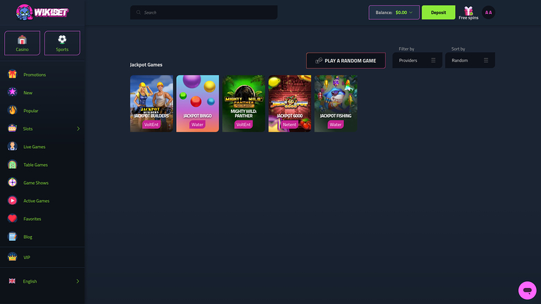 Wikibet Casino Jackpot Desktop