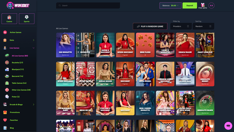 Wikibet Casino Live-Dealer am Desktop