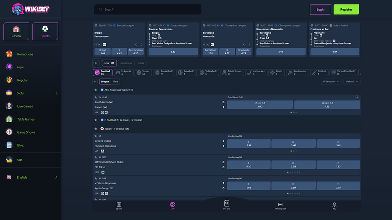 Wikibet Casino Sports Desktop