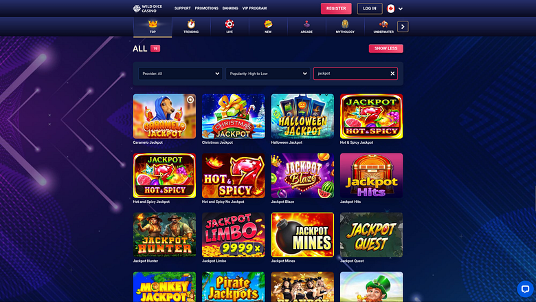 Wild Dice Casino Desktop Jackpot