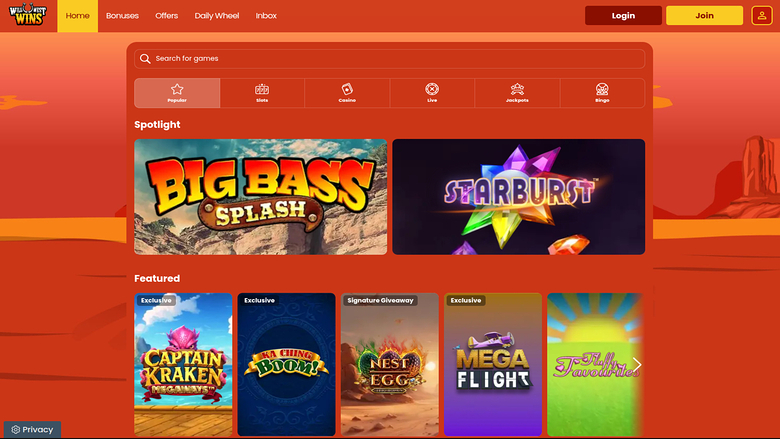 Jeux de Wild West Wins sur ordinateur