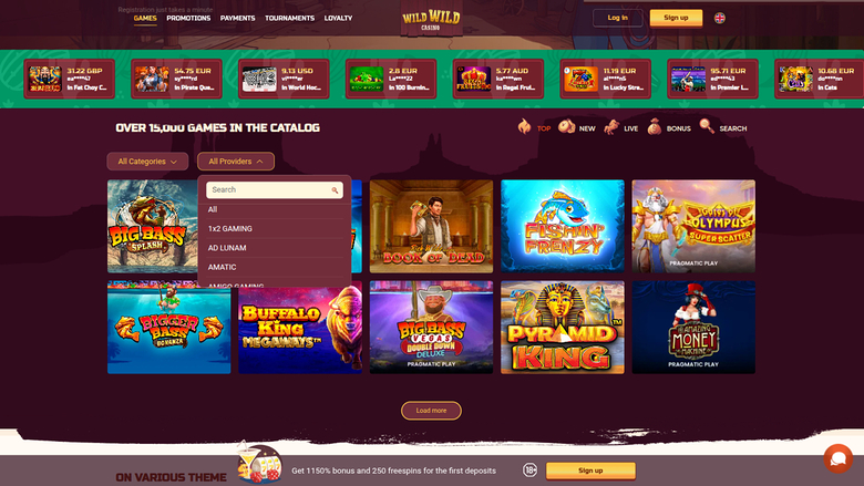 Développeurs de jeux de Wild Wild Casino sur ordinateur