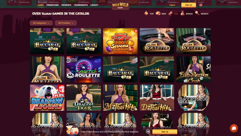 Croupiers en direct de Wild Wild Casino sur ordinateur