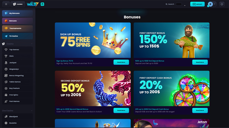 Wild7 Casino Desktop-Aktionen