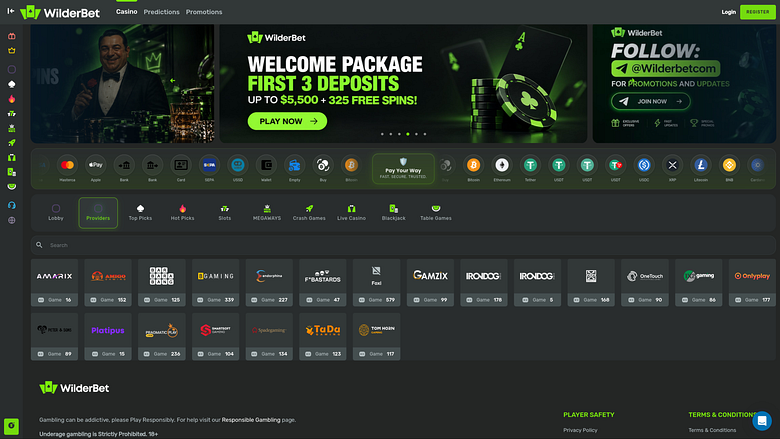 Desarrolladores de juegos de escritorio para Wilderbet Casino