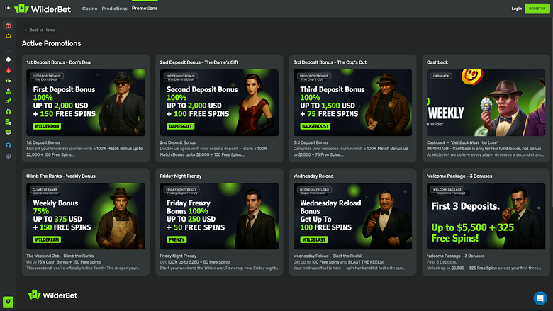 Promociones de escritorio de Wilderbet Casino