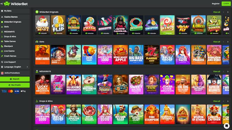 Games page screenshot of Wilderbet Casino