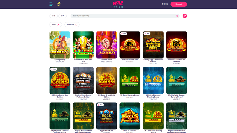 Jeux sur ordinateur de Wildfortune Casino