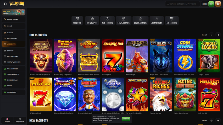 Wildsino Casino Desktop-Jackpot