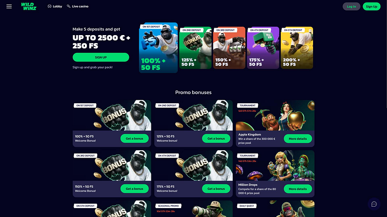 WildWinz Casino promotions page