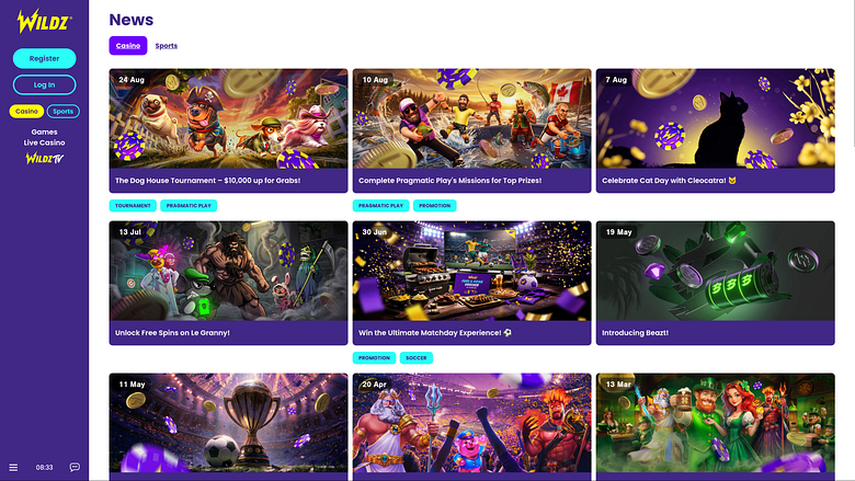 Wildz Casino Desktop Promotions