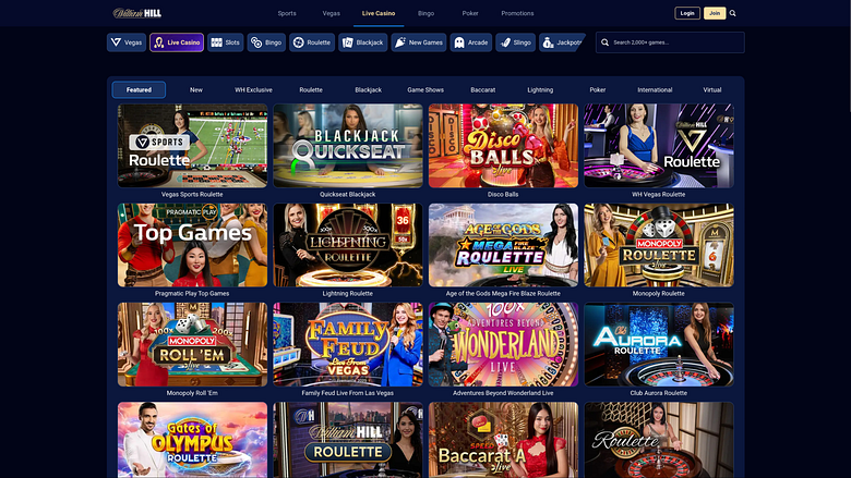 Wlliam Hill Casino Desktop Live Dealer