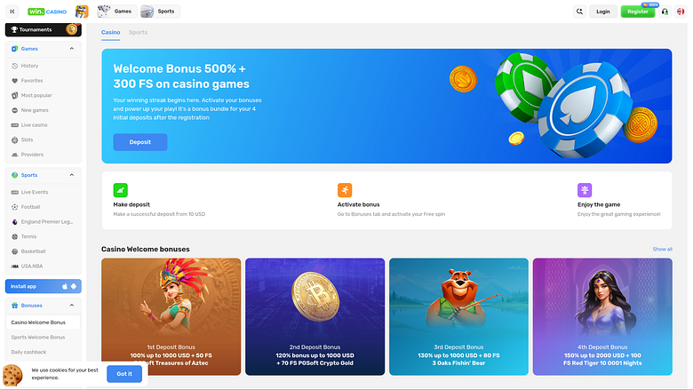 Win Casino Desktop Promotions