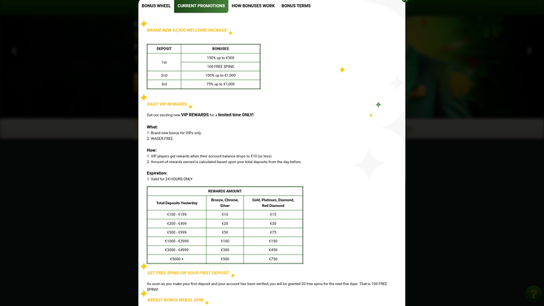 Promozioni desktop di Win Machance Casino