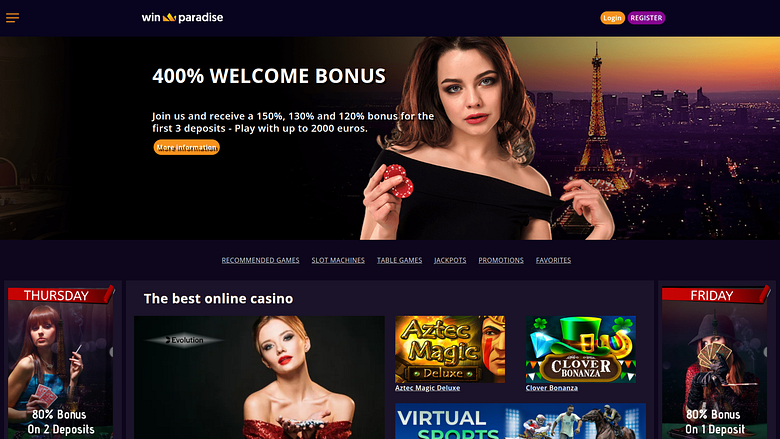 Win Paradise Casino Desktop-Startseite
