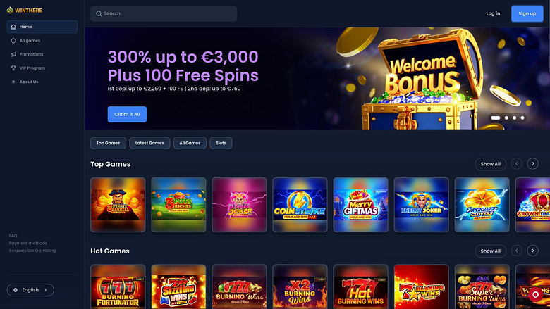 Win There Casino homepage