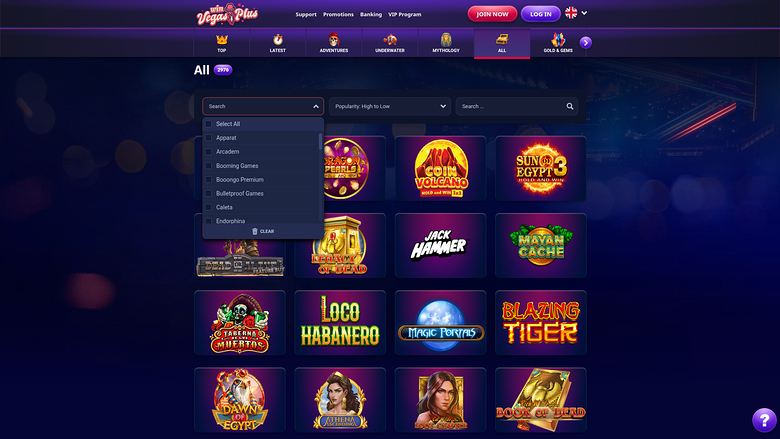 Développeurs de jeux de casino Win Vegasplus pour ordinateur