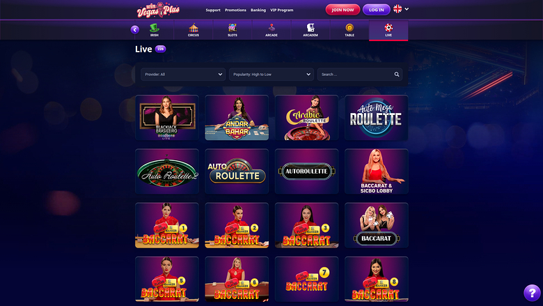 Gagnez au casino Vegasplus sur ordinateur avec croupier en direct