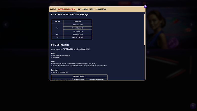 Gagnez des promotions sur ordinateur au casino Vegasplus