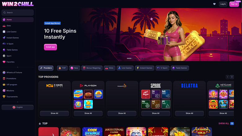 Pagina iniziale desktop di Win2chill Casino