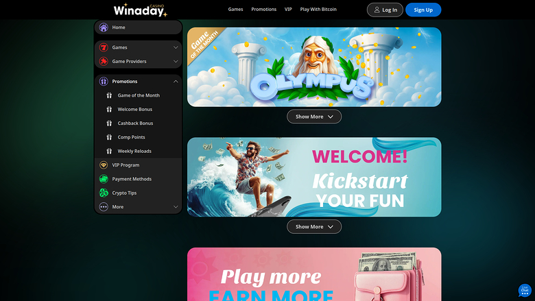 Winaday Casino Desktop Promotions