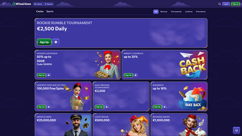 Winairlines Casino Desktop-Aktionen
