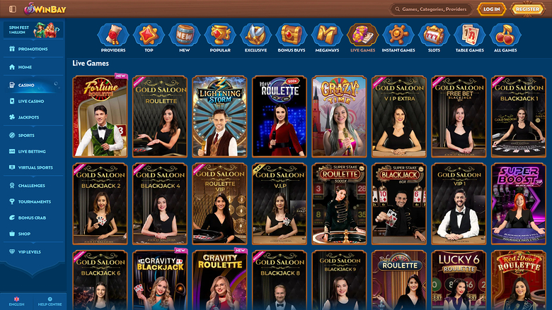 Croupier en direct sur ordinateur de WinBay Casino