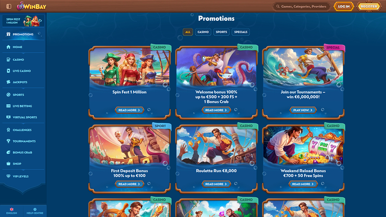 Promotions sur ordinateur de WinBay Casino