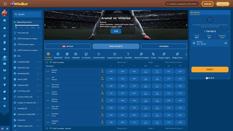 Sports sur ordinateur de WinBay Casino