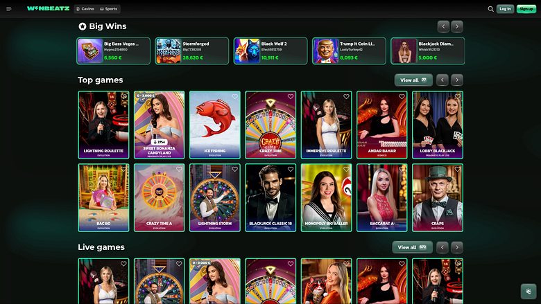 WinBeatz Casino Desktop Live-Dealer