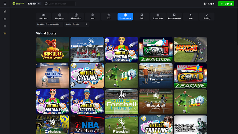 Deportes virtuales de escritorio de Wincraft Casino