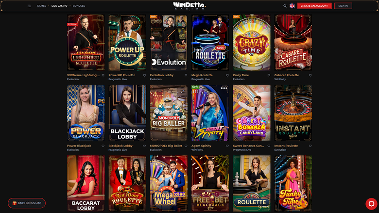 Live dealer desktop di Windetta Casino