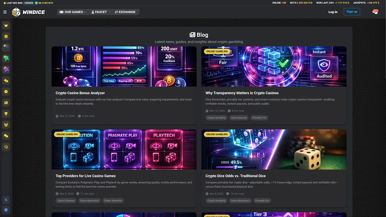 Blog di WinDice Casino per desktop