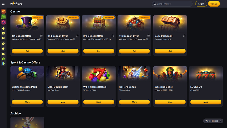 Promotions de bureau de WinHero Casino