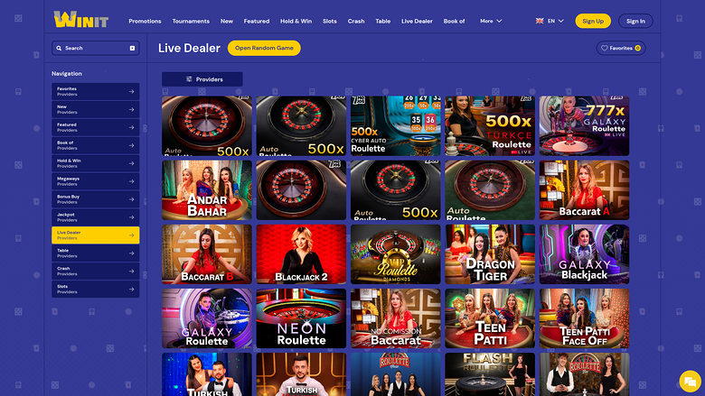 Croupier en direct de bureau de Winit Casino