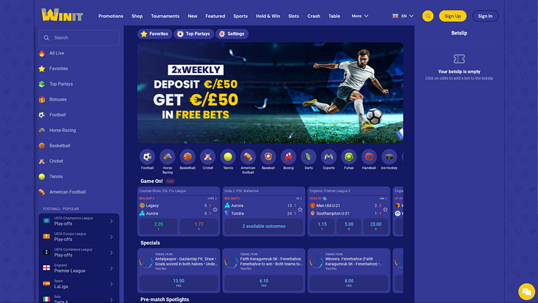 Winit Casino Desktop Scommesse sportive