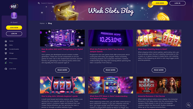 Blog de bureau du casino Wink Slots