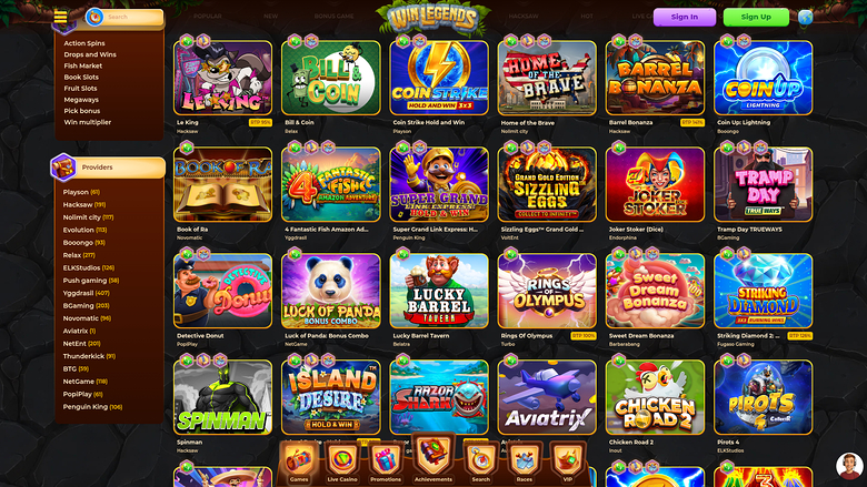 Jeux de bureau de WinLegends Casino