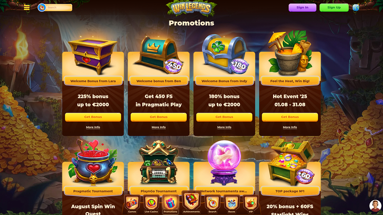 Promotions de bureau de WinLegends Casino