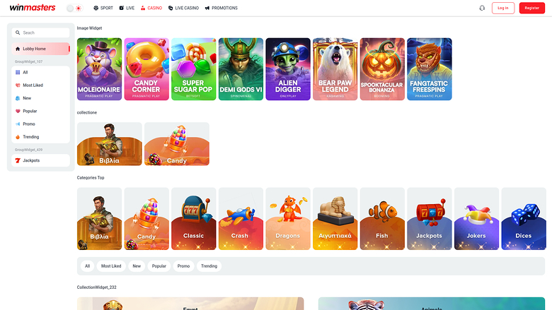 Page d’accueil de bureau de WinMasters Casino