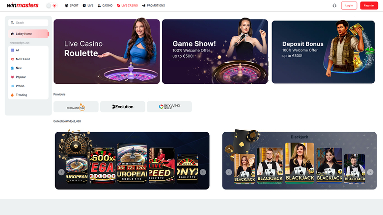 Croupier en direct de bureau de WinMasters Casino