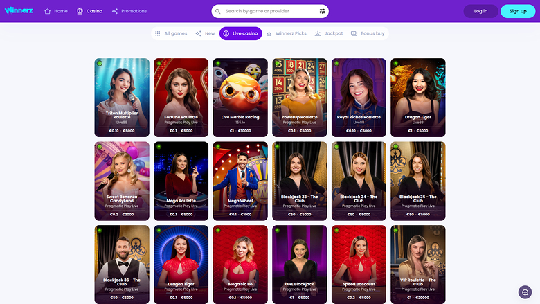 Croupier en direct sur bureau de Winnerz Casino