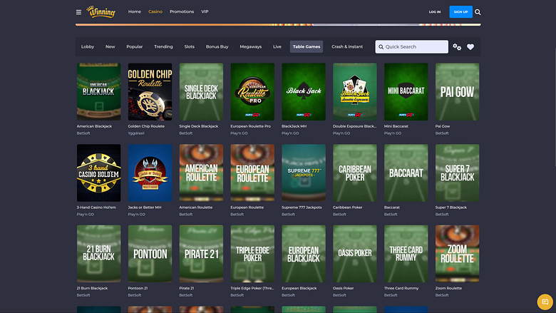 Gewinnende Casino-Tischspiele für Desktop-Computer